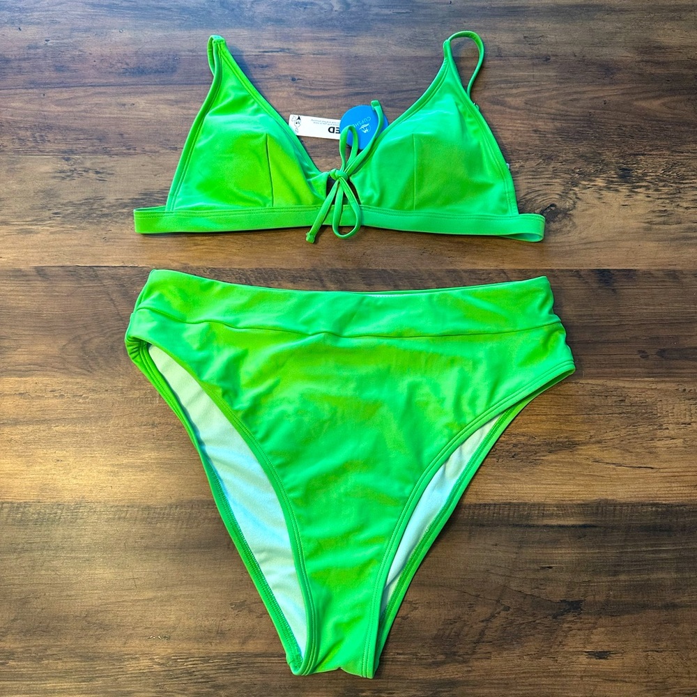 NWT Cupshe Green High-Waisted Bikini | Size L
